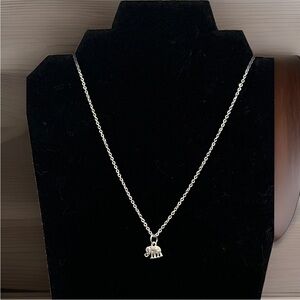 Silver Tone Elephant Charm On Silver Tone Chain Pendant Necklace Good Luck Charm